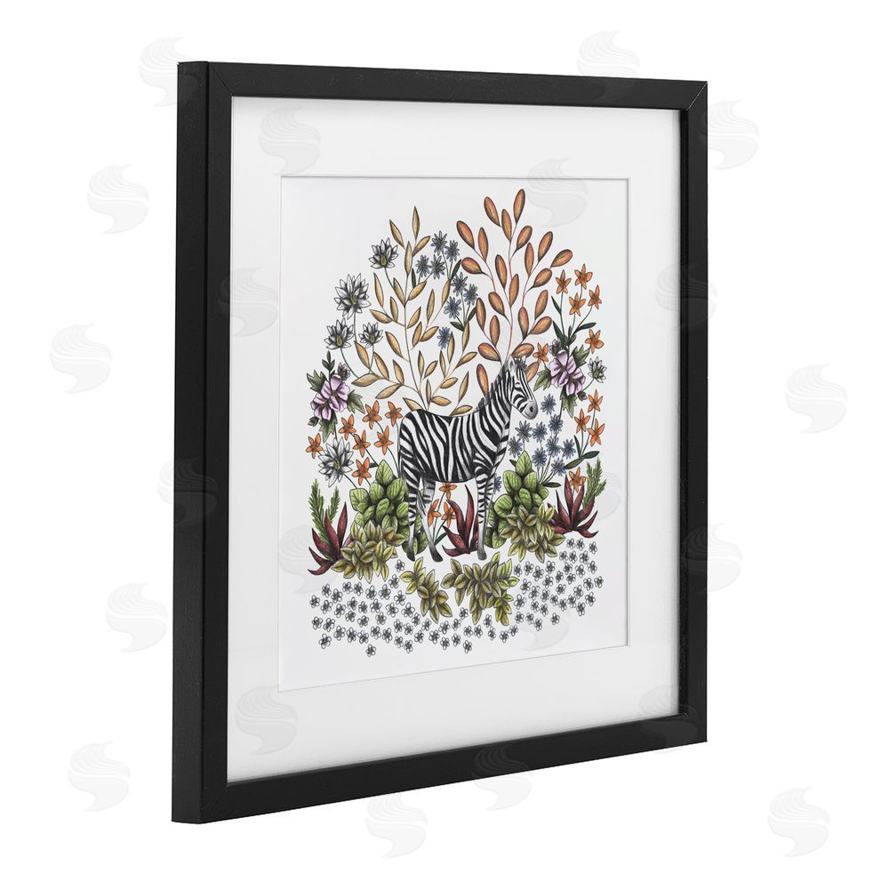 Cecilia Battaini Jungle Wildlife Zebra Black Framed Print Under Glass Wall Art