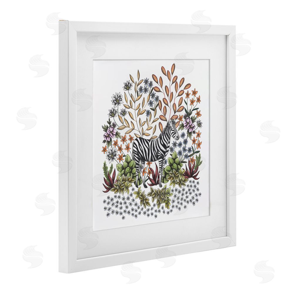 Cecilia Battaini Jungle Wildlife Zebra White Framed Print Under Glass Wall Art