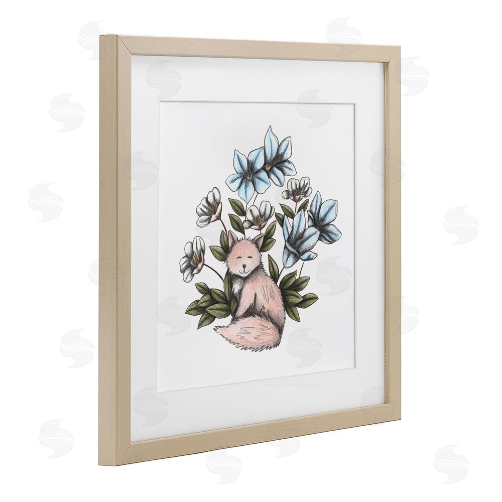 Cecilia Battaini Gentle Fox with Flowers Brown Framed Print Under Glass Wall Art
