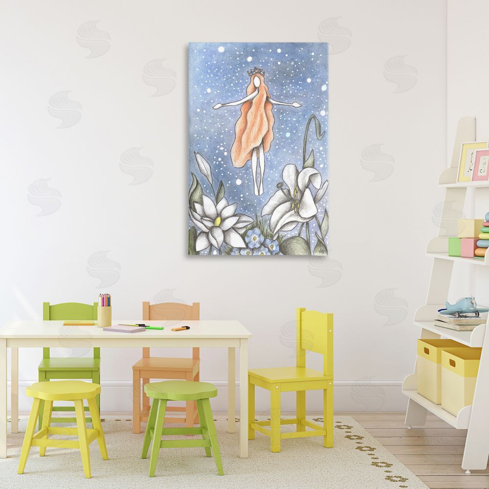 Cecilia Battaini Mystical Garden Fairy Sparkle Stretched Canvas Wall Art Print in Room