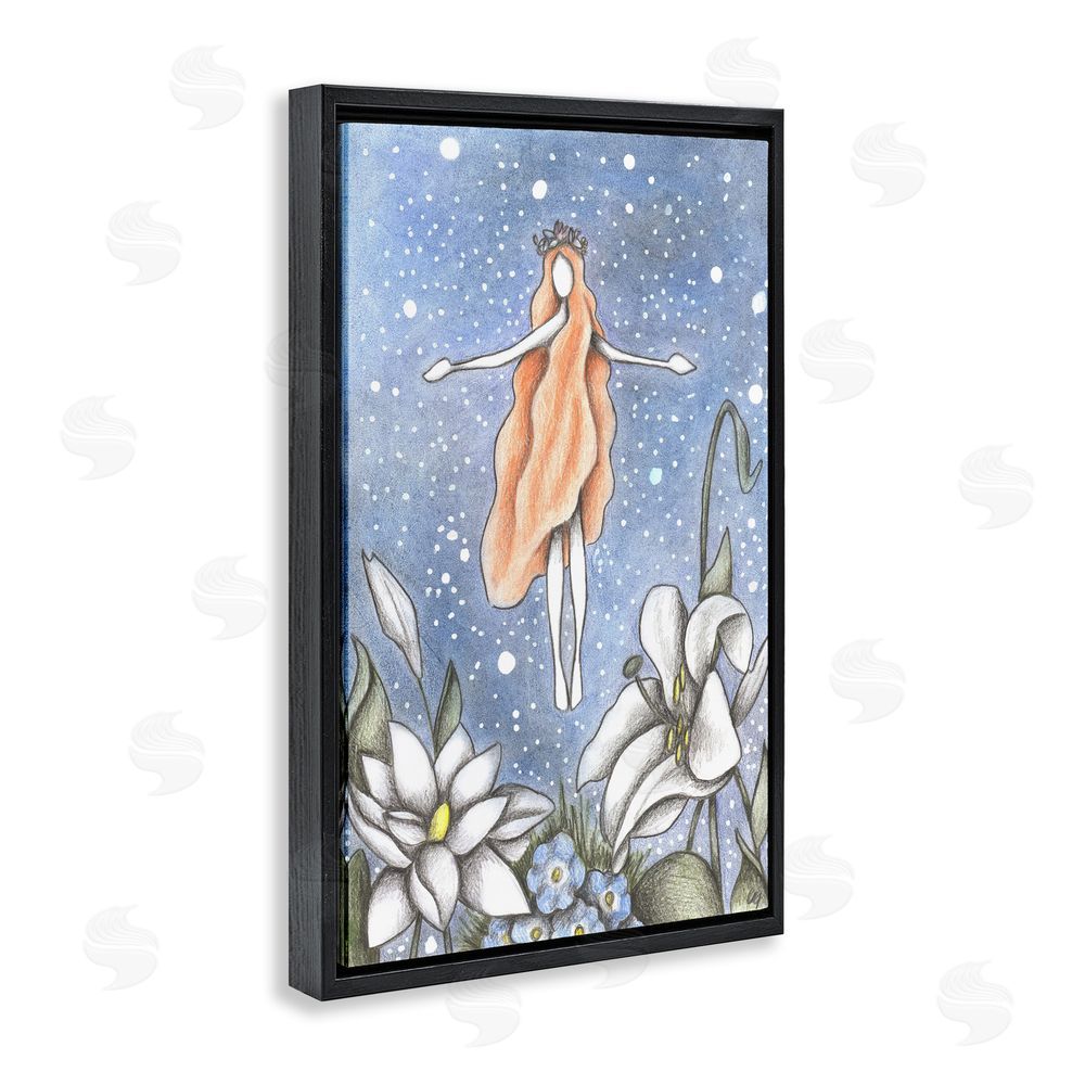 Cecilia Battaini Mystical Garden Fairy Sparkle Black Floating Frame Canvas Wall Art Print