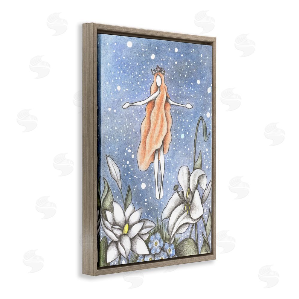 Cecilia Battaini Mystical Garden Fairy Sparkle Brown Floating Frame Canvas Wall Art Print