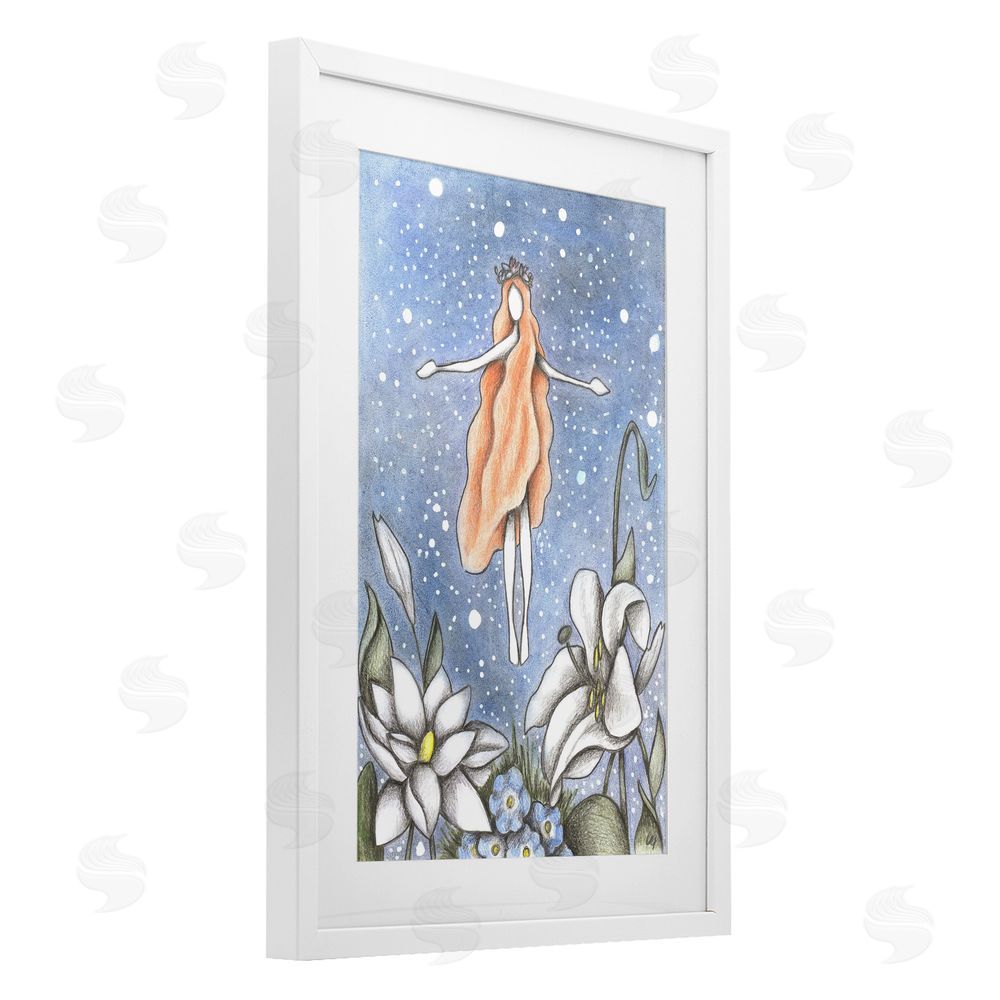 Cecilia Battaini Mystical Garden Fairy Sparkle White Framed Print Under Glass Wall Art