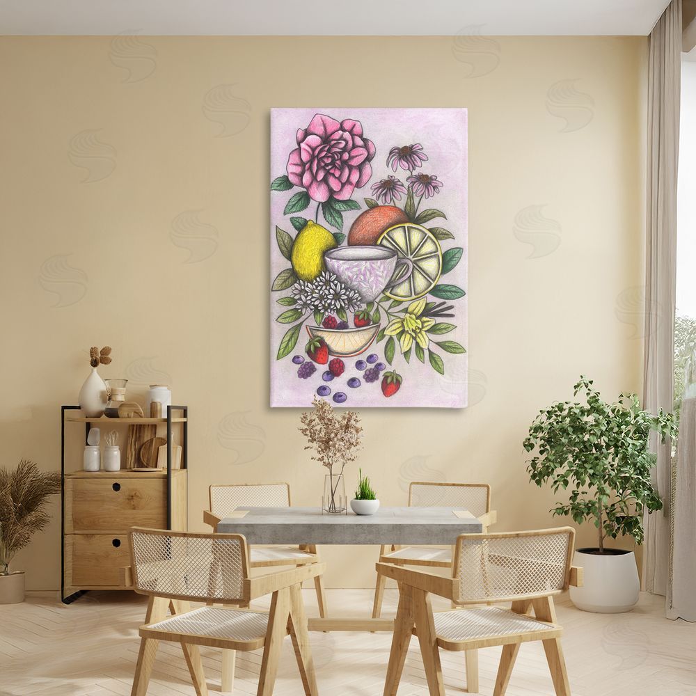 Cecilia Battaini Rococo Tea with Fruits Stretched Canvas Wall Art Print in Room
