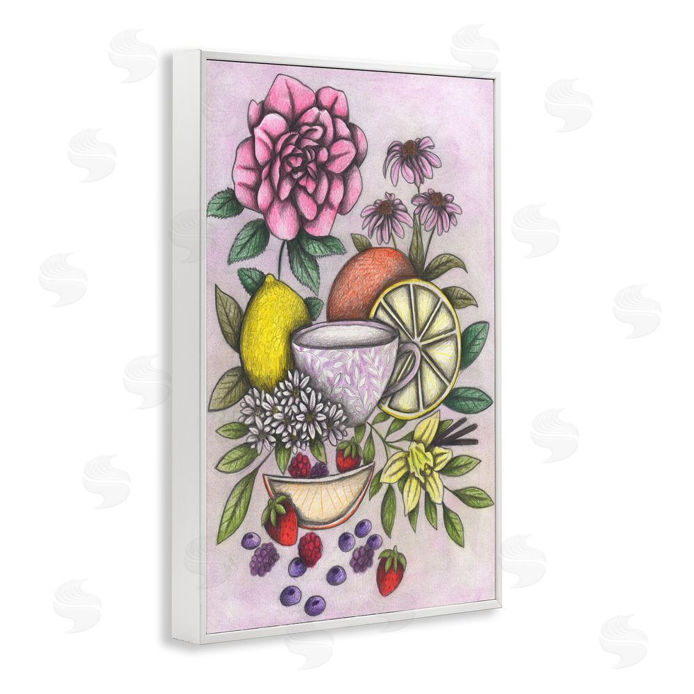 Cecilia Battaini Rococo Tea with Fruits White Framed Giclee Print Wall Art