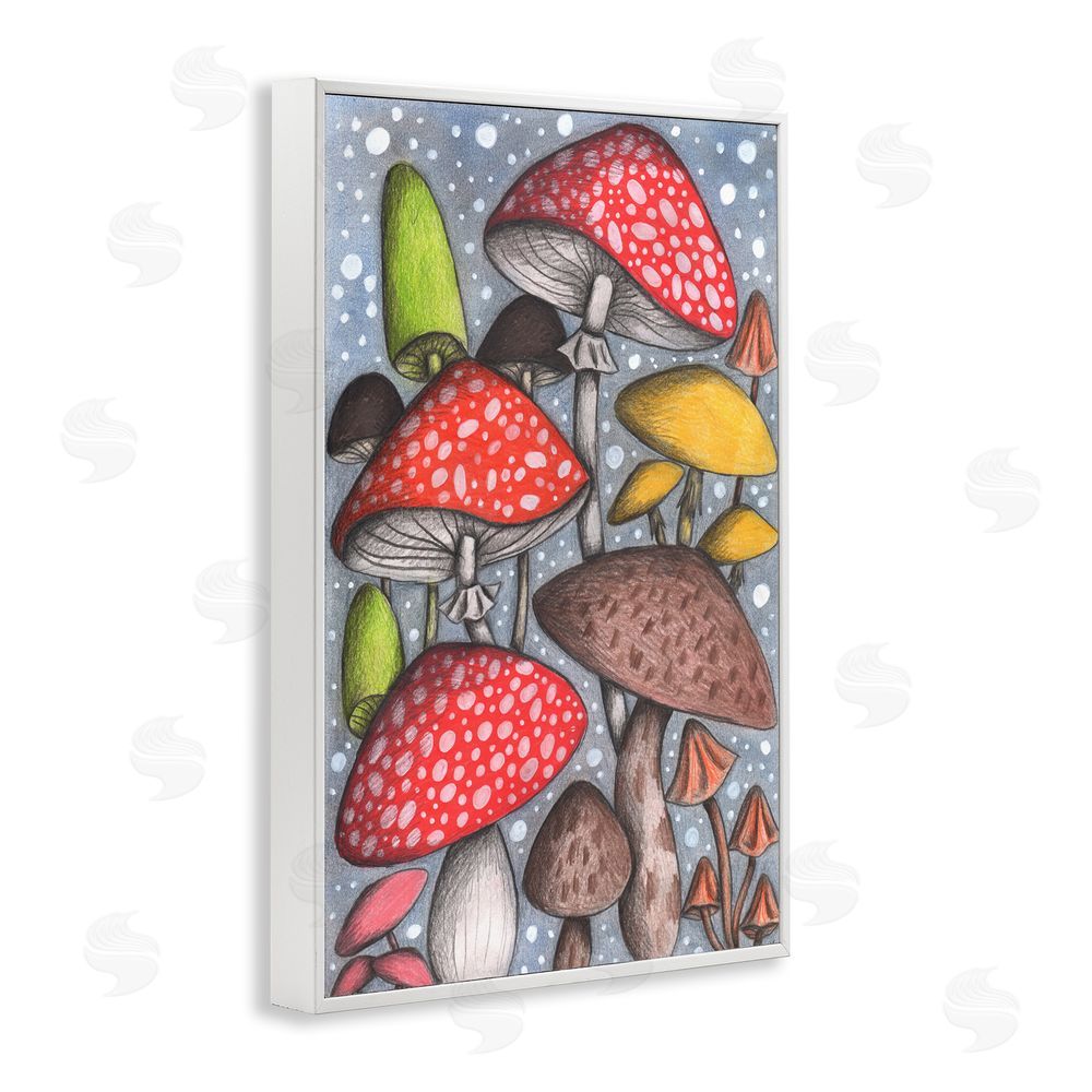 Cecilia Battaini Sketched Magical Mushrooms White Framed Giclee Print Wall Art
