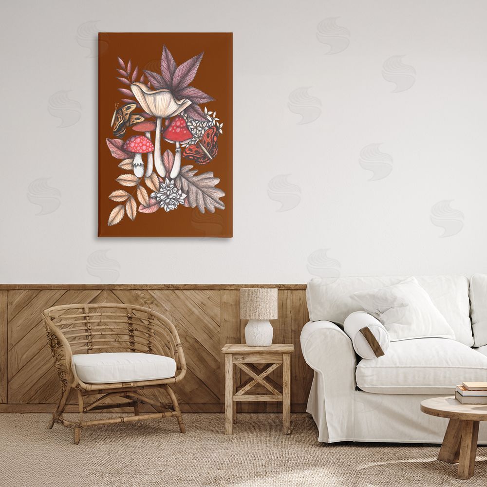 Cecilia Battaini Autumn Mushrooms Magic Stretched Canvas Wall Art Print in Room