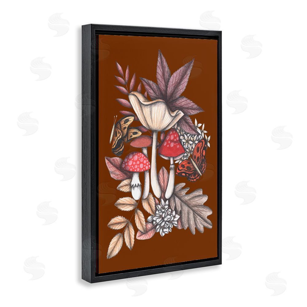 Cecilia Battaini Autumn Mushrooms Magic Black Floating Frame Canvas Wall Art Print