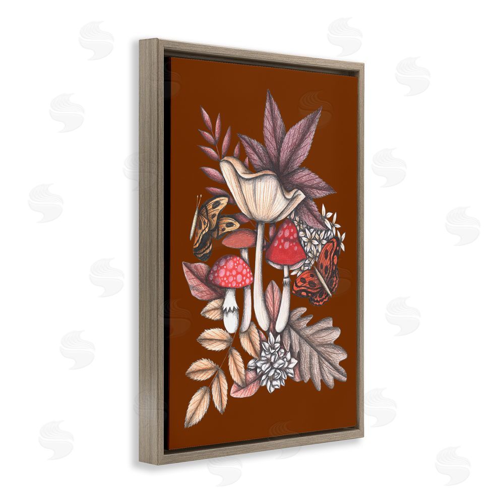 Cecilia Battaini Autumn Mushrooms Magic Brown Floating Frame Canvas Wall Art Print