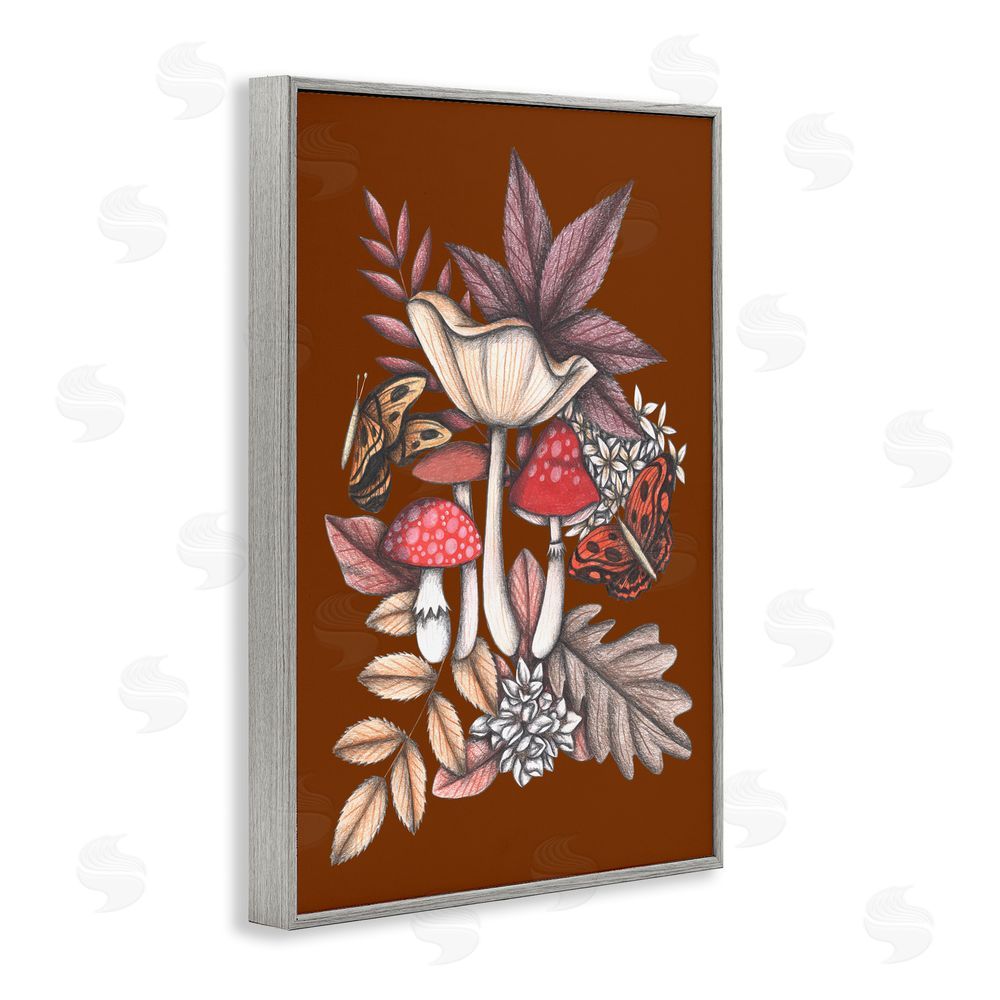 Cecilia Battaini Autumn Mushrooms Magic Gray Framed Giclee Print Wall Art