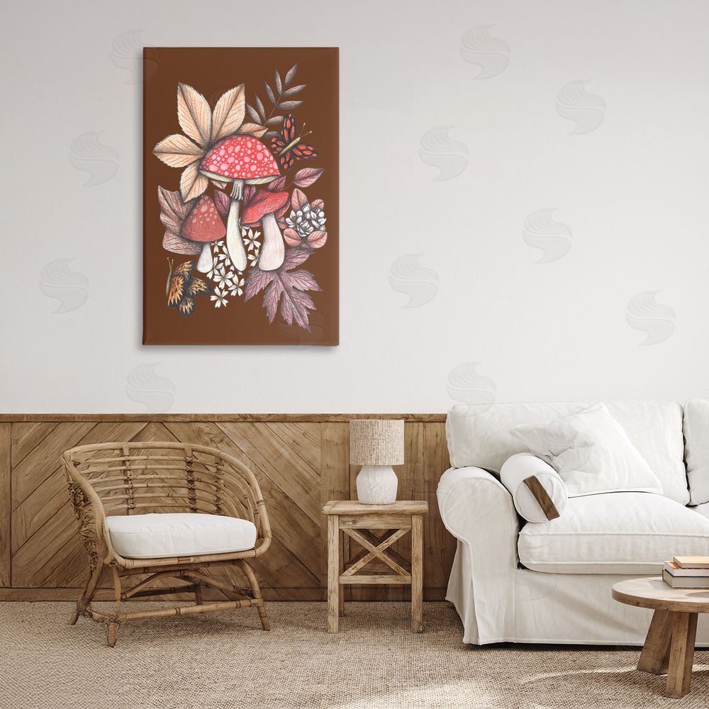 Cecilia Battaini Autumnal Mushrooms Magic Stretched Canvas Wall Art Print in Room