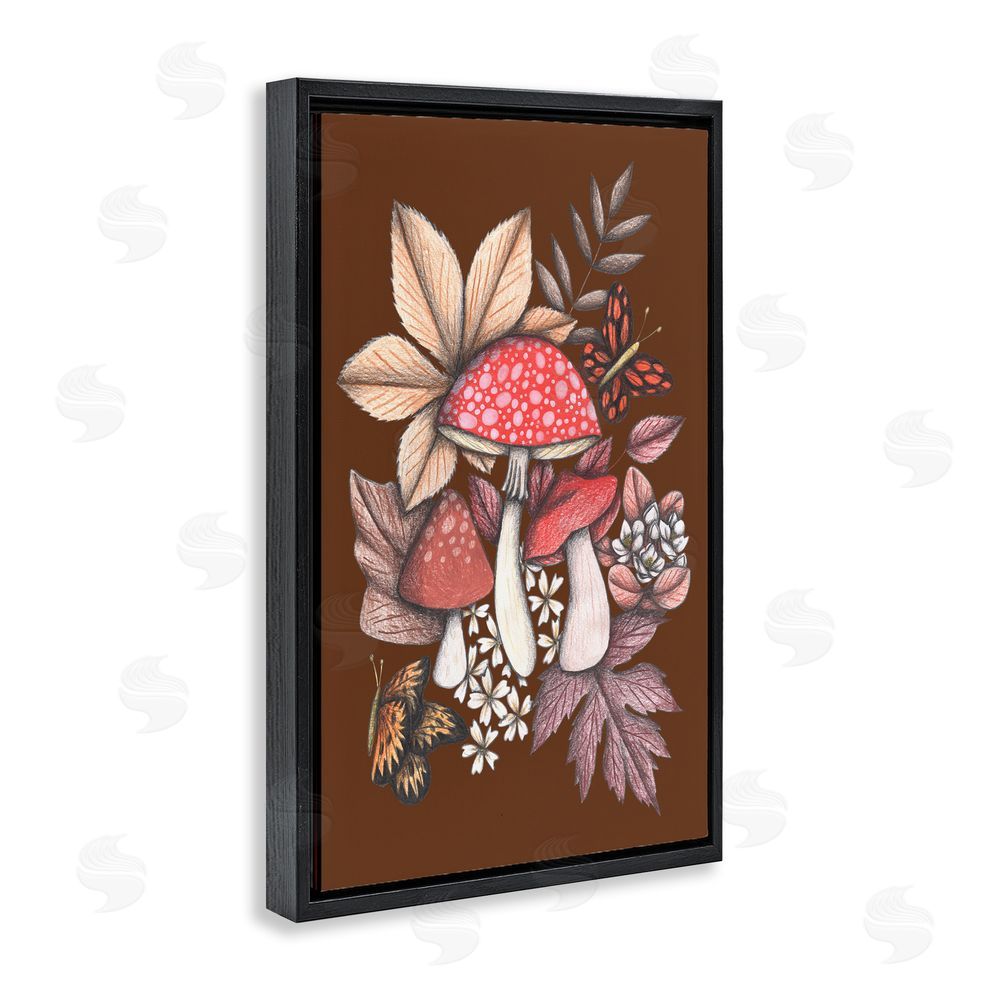Cecilia Battaini Autumnal Mushrooms Magic Black Floating Frame Canvas Wall Art Print