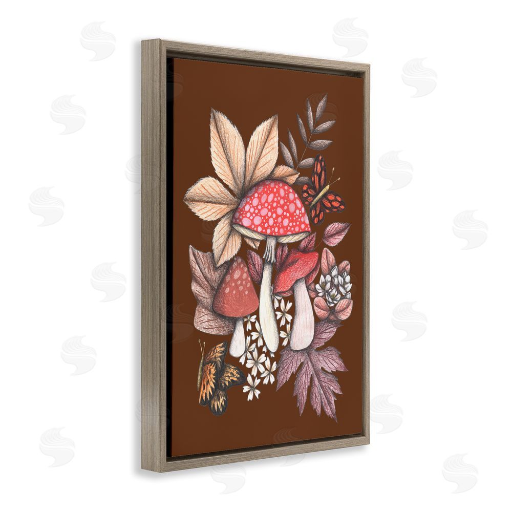 Cecilia Battaini Autumnal Mushrooms Magic Brown Floating Frame Canvas Wall Art Print