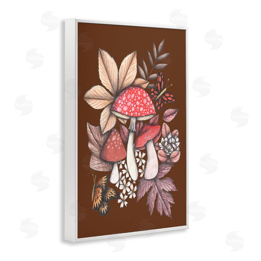 Cecilia Battaini Autumnal Mushrooms Magic White Framed Giclee Print Wall Art