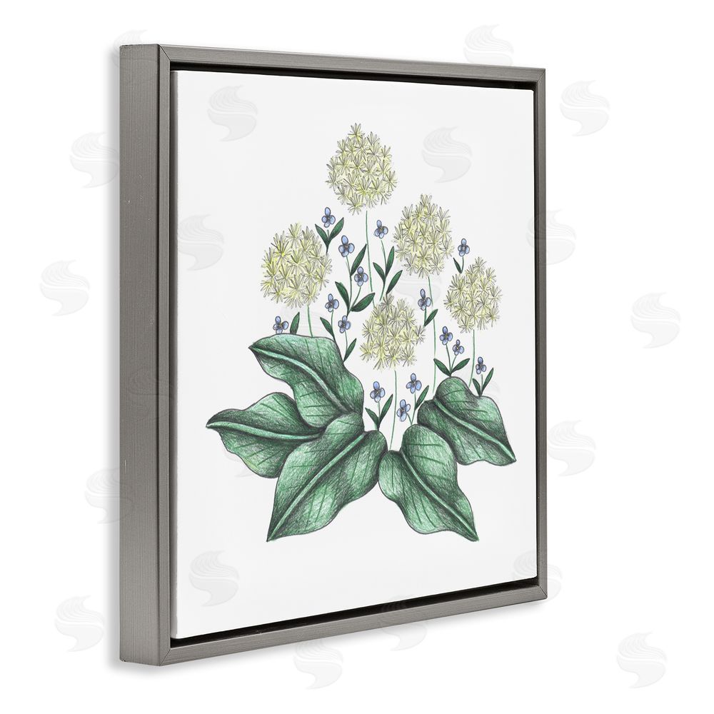 Cecilia Battaini Hello Wildflower Vintage Sketch Gray Floating Frame Canvas Wall Art Print
