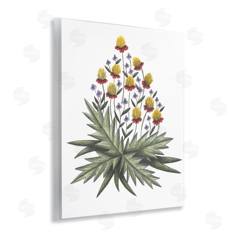 Cecilia Battaini Yellow Leafy Wild Flowers Wooden Wall Plaque Art Print