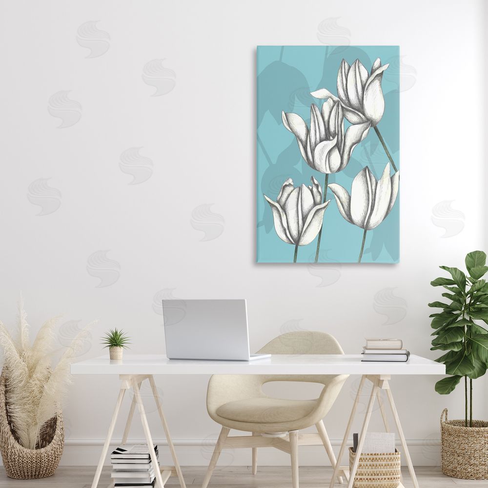 Cecilia Battaini Sketched Tulips Keep Growing Stretched Canvas Wall Art Print in Room