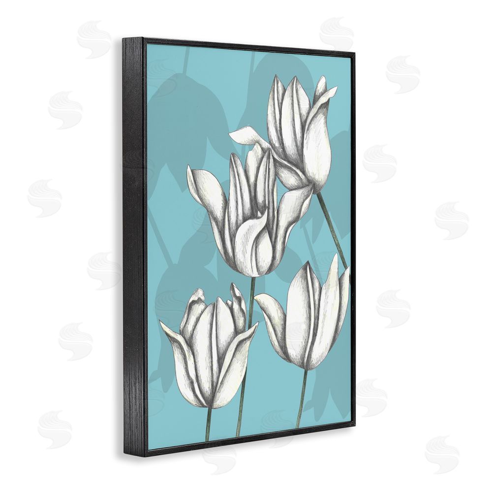 Cecilia Battaini Sketched Tulips Keep Growing Black Framed Giclee Print Wall Art