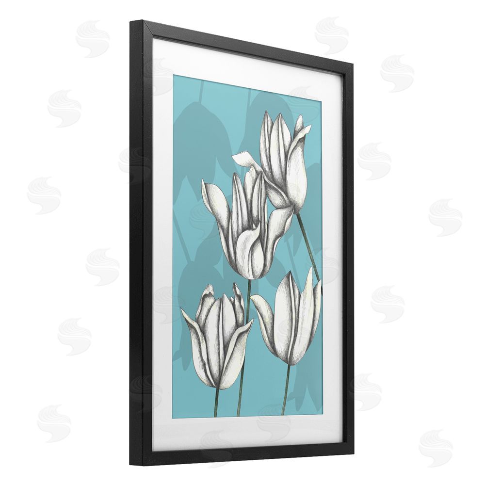 Cecilia Battaini Sketched Tulips Keep Growing Black Framed Print Under Glass Wall Art