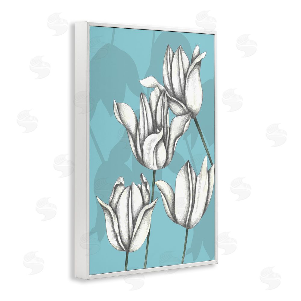 Cecilia Battaini Sketched Tulips Keep Growing White Framed Giclee Print Wall Art