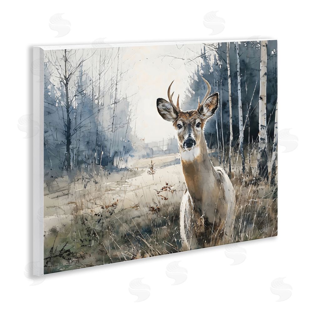 Franklyn Gregory Deer in Winter Wilderness Wall Plaque with Fixed Lithograph Print