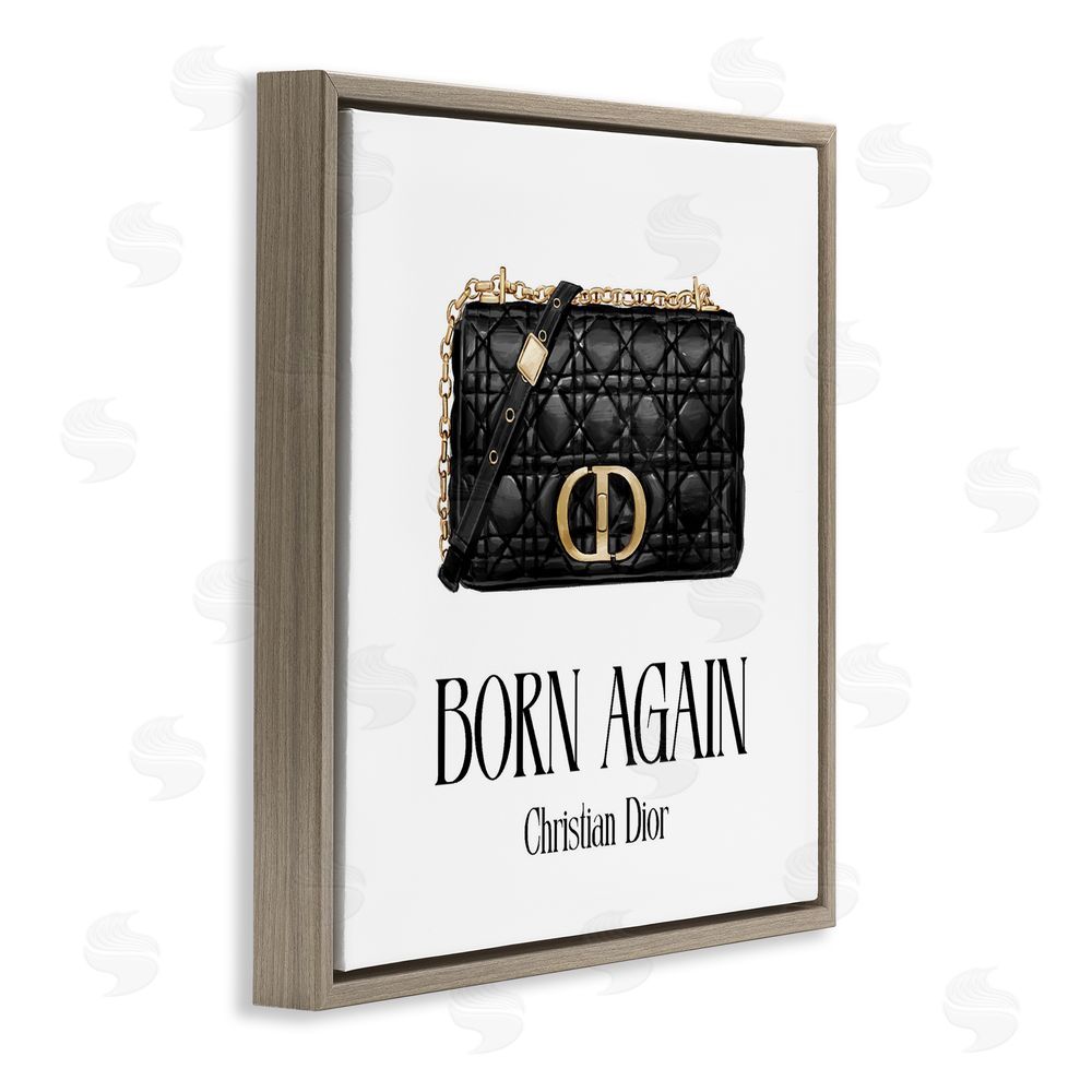 Ziwei Li Born Again Black Quilted Purse Brown Floating Frame Canvas Wall Art Print