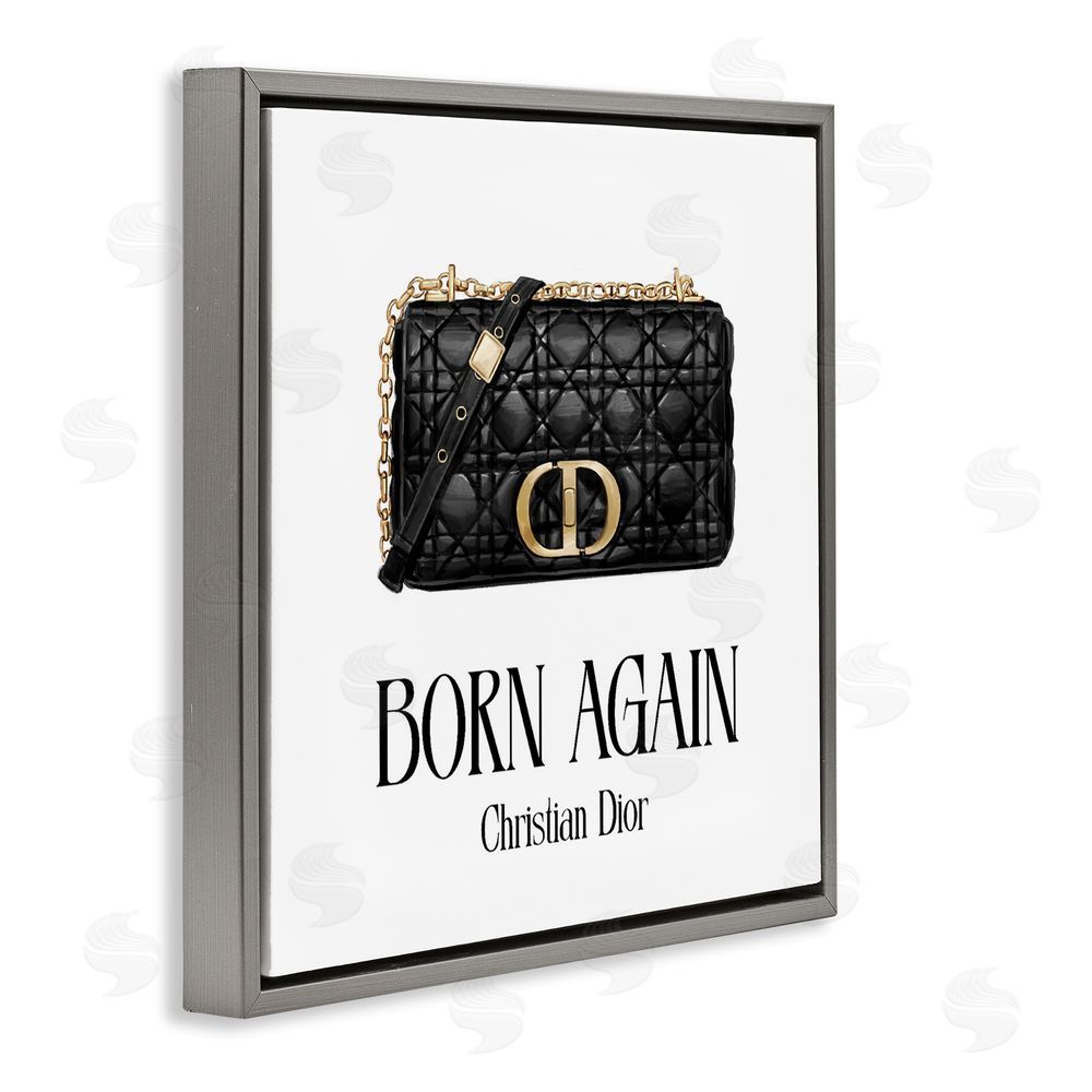 Ziwei Li Born Again Black Quilted Purse Gray Floating Frame Canvas Wall Art Print