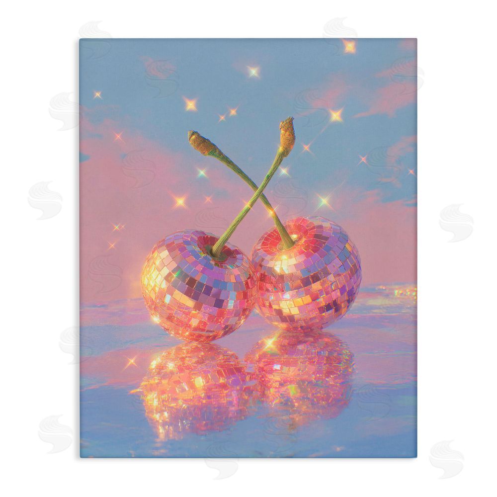 Ziwei Li Disco Cherry Reflection Stretched Canvas Wall Art Print