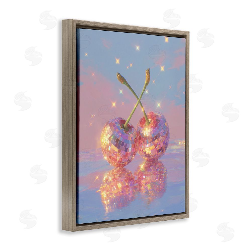 Ziwei Li Disco Cherry Reflection Brown Floating Frame Canvas Wall Art Print
