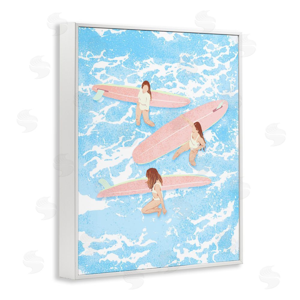 Ziwei Li Surfing Girls Trio White Framed Giclee Print Wall Art