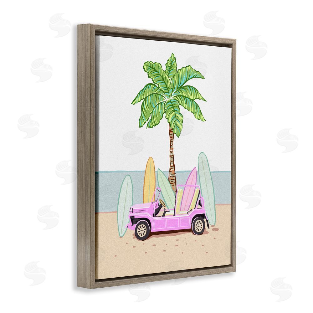 Ziwei Li Surfboard Filled Car Brown Floating Frame Canvas Wall Art Print