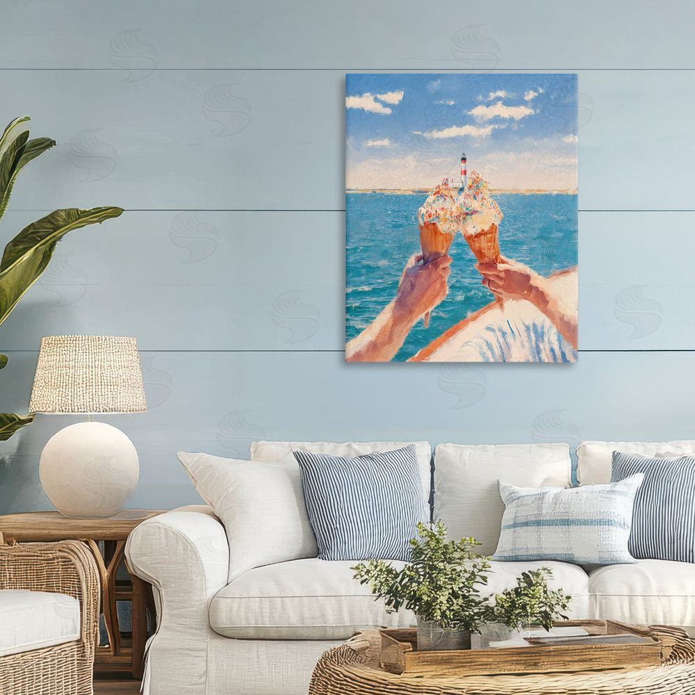 Ziwei Li Ice Cream Cheers on Boat Stretched Canvas Wall Art Print in Room