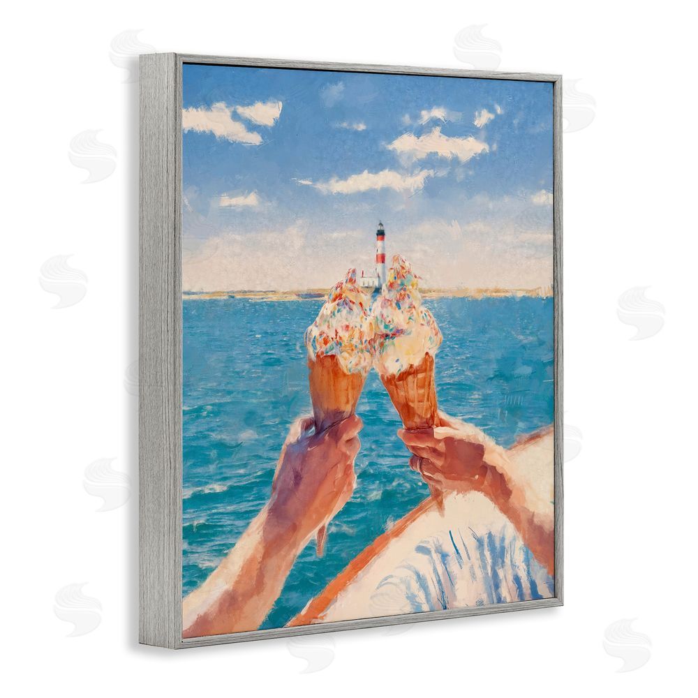 Ziwei Li Ice Cream Cheers on Boat Gray Framed Giclee Print Wall Art