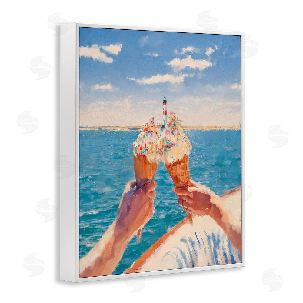 Ziwei Li Ice Cream Cheers on Boat White Framed Giclee Print Wall Art