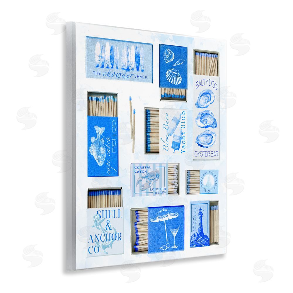 Ziwei Li Blue Coastal Matchboxes Wooden Wall Plaque Art Print