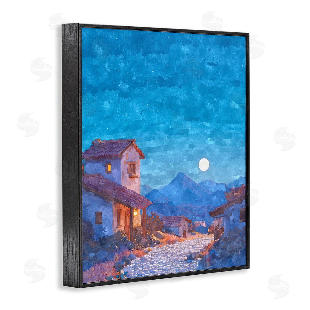 Ziwei Li Moon over Quiet Town Black Framed Giclee Print Wall Art