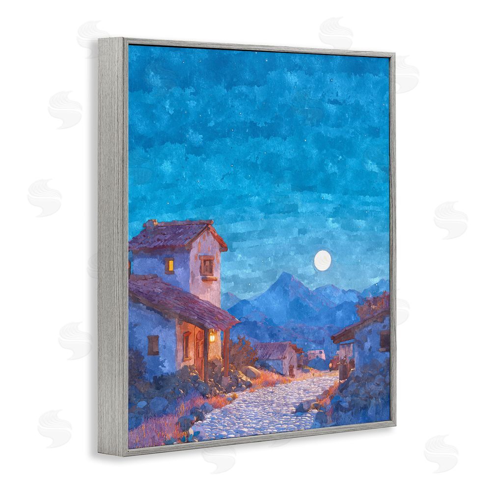 Ziwei Li Moon over Quiet Town Gray Framed Giclee Print Wall Art
