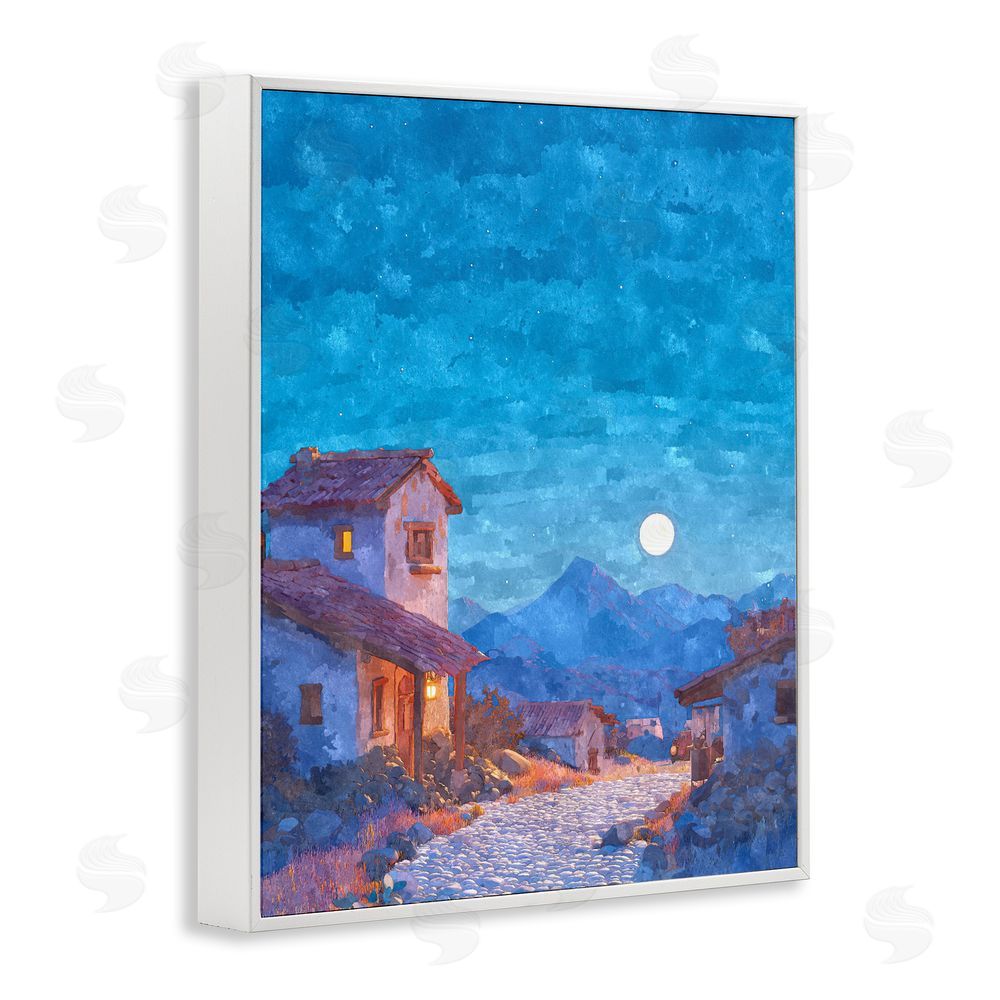 Ziwei Li Moon over Quiet Town White Framed Giclee Print Wall Art