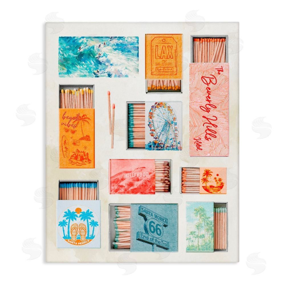 Ziwei Li California Beach Matchboxes Stretched Canvas Wall Art Print
