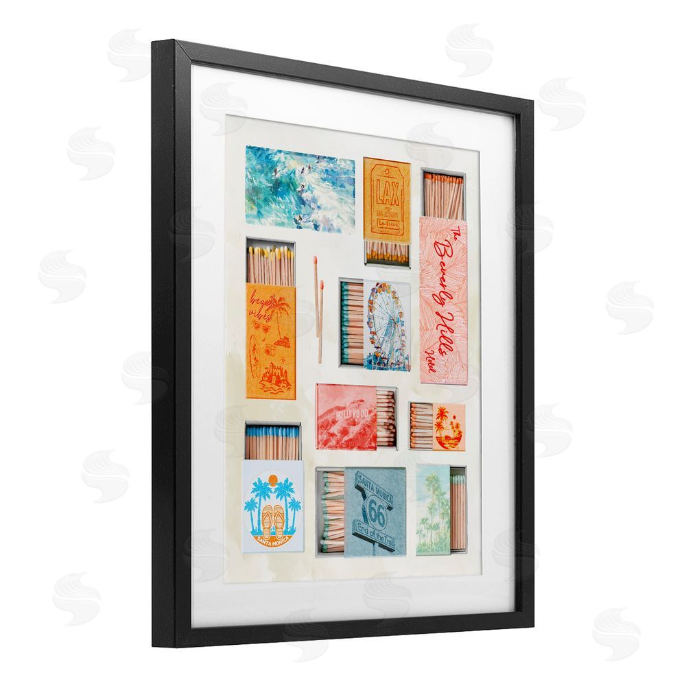 Ziwei Li California Beach Matchboxes Black Framed Print Under Glass Wall Art