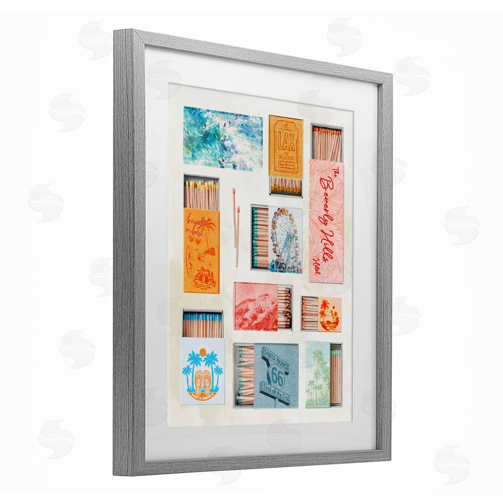 Ziwei Li California Beach Matchboxes Gray Framed Print Under Glass Wall Art
