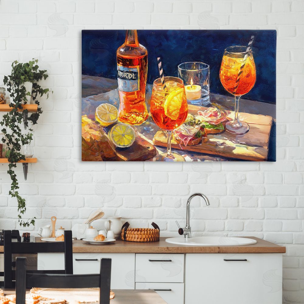Ziwei Li Sprits Table Still Life Stretched Canvas Wall Art Print in Room