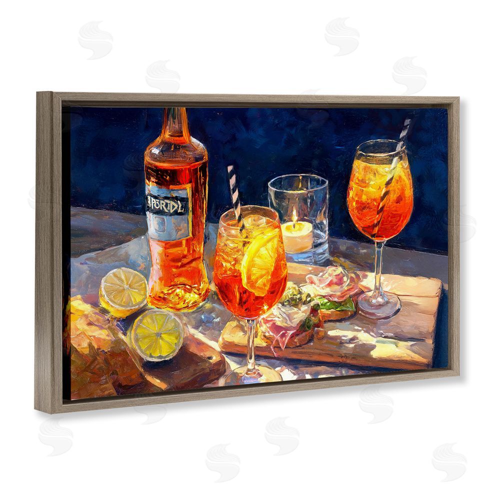 Ziwei Li Sprits Table Still Life Brown Floating Frame Canvas Wall Art Print