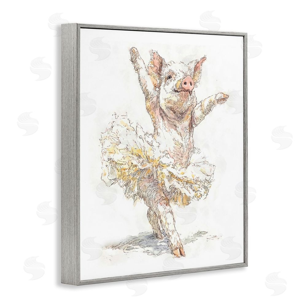 Ziwei Li Ballet Pig Tutu Gray Framed Giclee Print Wall Art