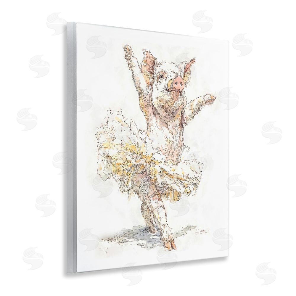 Ziwei Li Ballet Pig Tutu Wooden Wall Plaque Art Print