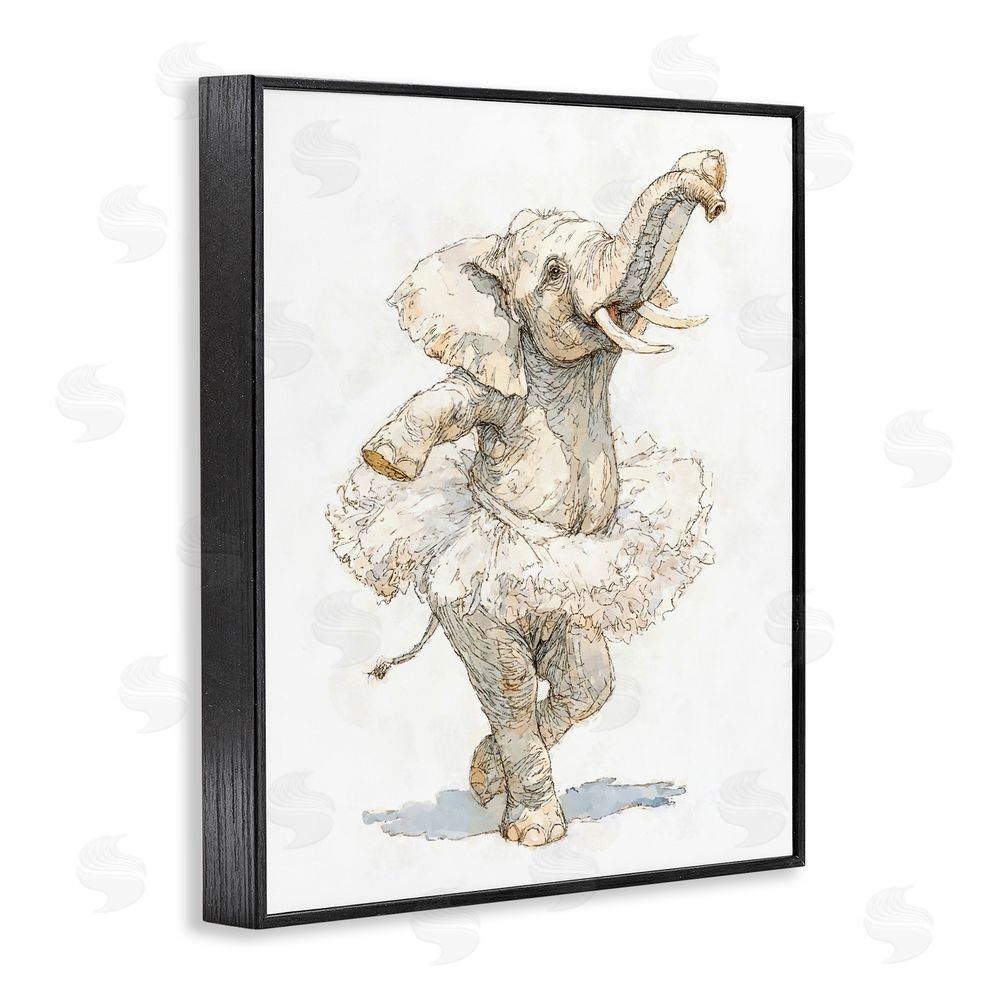 Ziwei Li Ballet Elephant Tutu Black Framed Giclee Print Wall Art