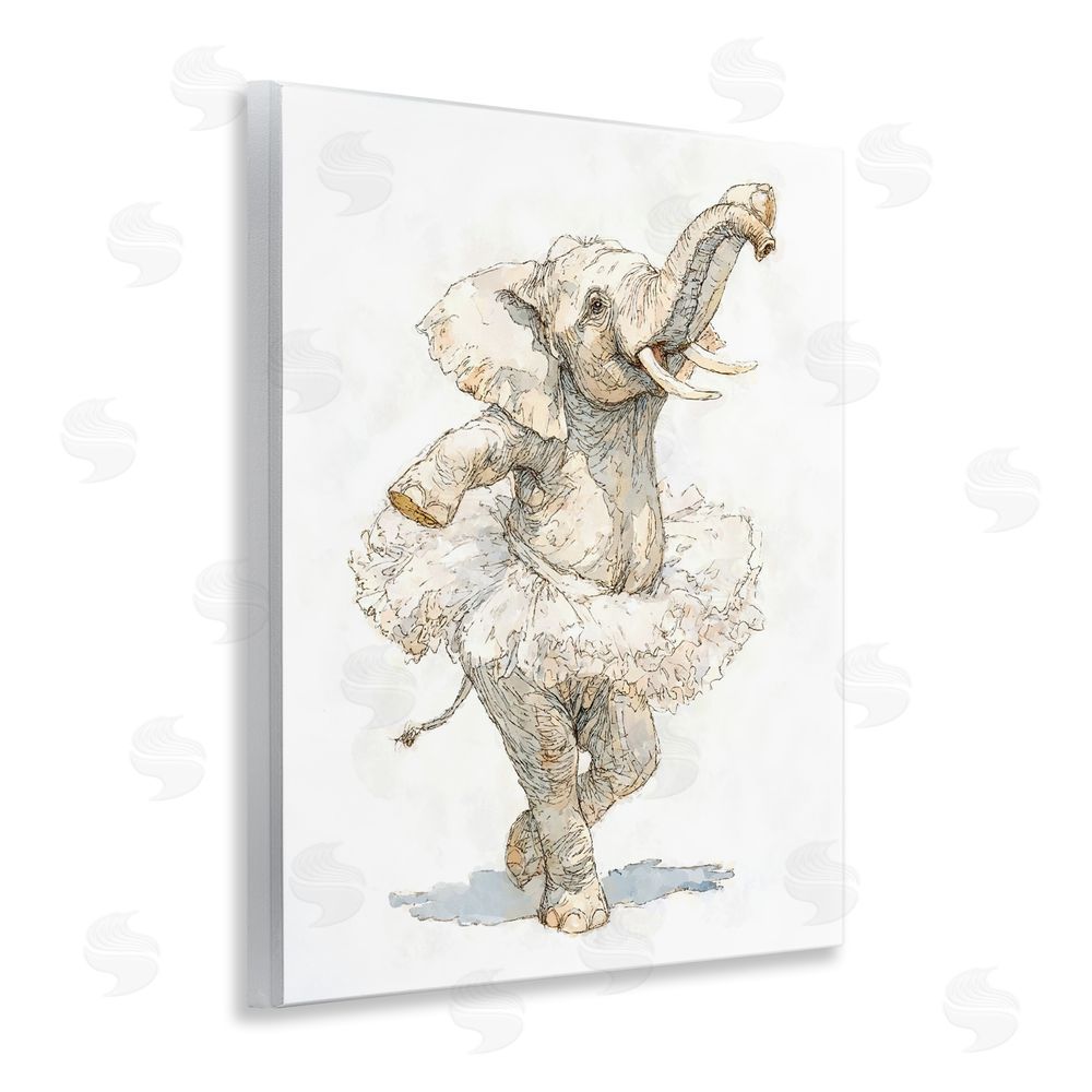 Ziwei Li Ballet Elephant Tutu Wooden Wall Plaque Art Print