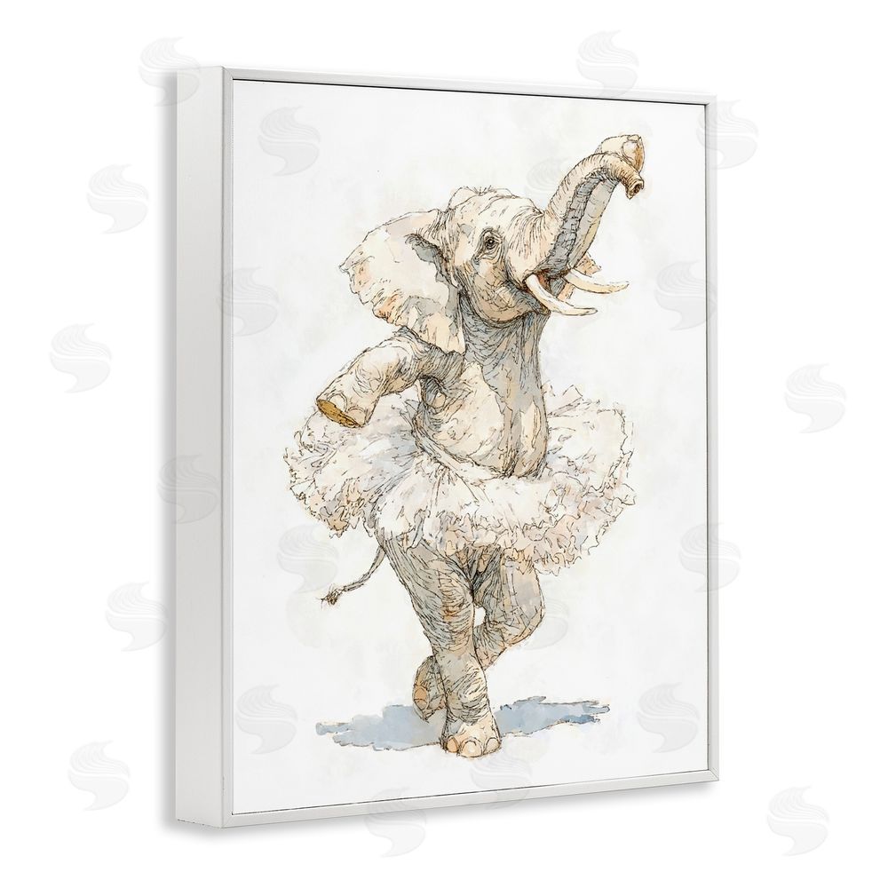 Ziwei Li Ballet Elephant Tutu White Framed Giclee Print Wall Art