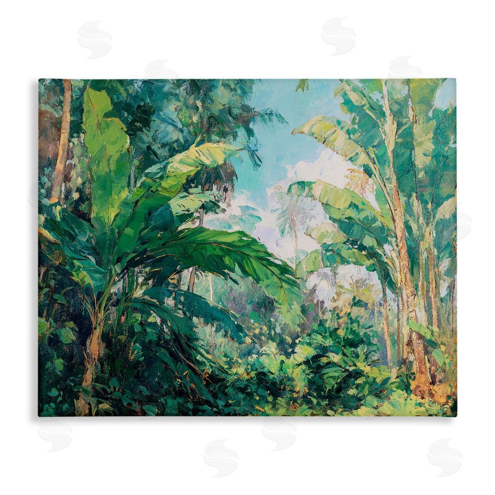 Ziwei Li Canopy Of Tropical Palm Leaves Stretched Canvas Wall Art Print