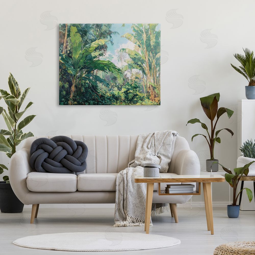 Ziwei Li Canopy Of Tropical Palm Leaves Stretched Canvas Wall Art in Room